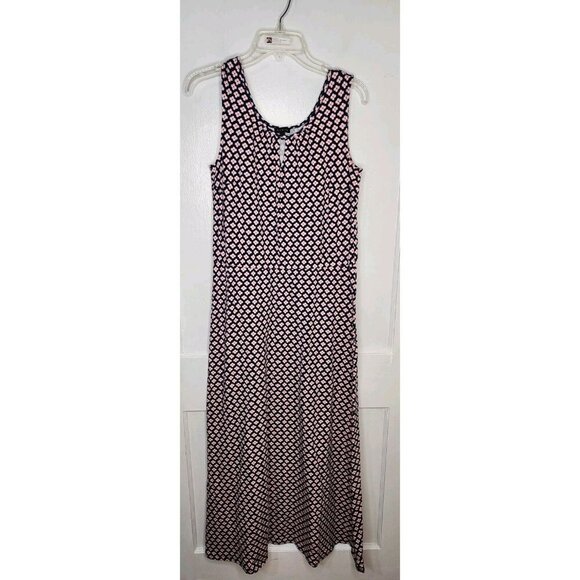 Talbots Daisy Print Jersey Maxi Dress Size Medium Navy Blue / Pink - Picture 1 of 5